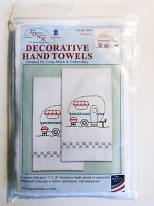 Jack Dempsey Needle Art #320-914 Camper Hand Towels Set of 2 Camping Lake Life D - Picture 1 of 4