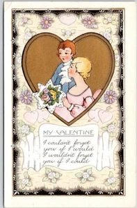 VALENTINSTAG POSTKARTE junges Paar verspricht nicht zu vergessen, Whitney hergestellt - Bild 1 von 2