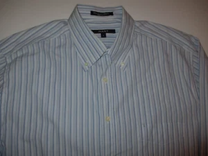 GANT MENS USA DESIGNER NICE BLUE WHITE STRIPED COTTON SHIRT LARGE EXC COND $200 - Picture 1 of 2