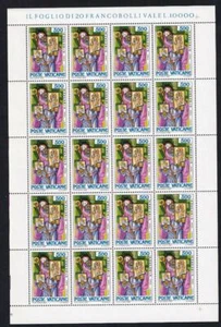 Vatican 1985 St Methodius 500ℓ , MNH pane of 20, sc#752  [157] - Picture 1 of 1