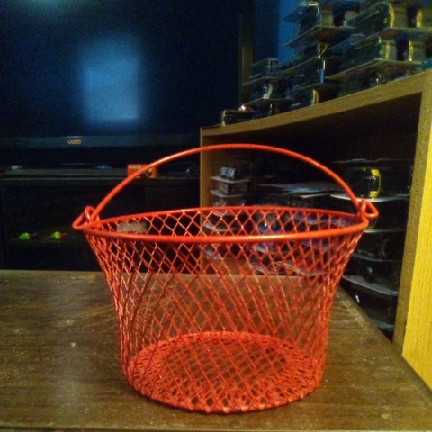 Red Wire Basket With Handle Cover