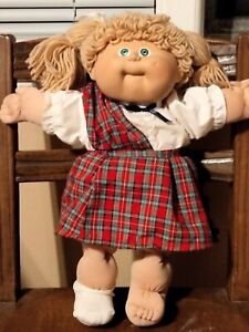  Scottish Cabbage Patch Kids Baby Doll Girl with Kilt outfit Blonde Green eyes