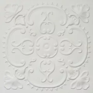 2x2 PVC Ceiling Tiles Tin Look D217 White Matte (Glue Up/Drop In/Grid) Pack/6 - Picture 1 of 1