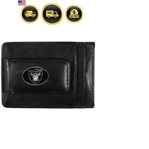 Portafoglio NFL in pelle fermasoldi porta carte sottile in pelle con logo in metallo - Foto 1 di 2