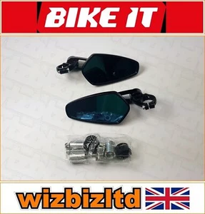 Yamaha MT-07 - 2014-2019 Bikeit Black Body With Blue Lense Bar End Mirrors - Picture 1 of 12