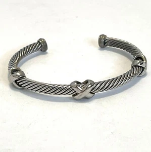 Stainless Steel Twisted Cable Rope Silver 3X Cuff Bangle Stackable Bracelet - Picture 1 of 10