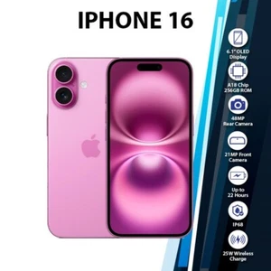 Apple iPhone 16 5G iOS Cell Phone (Pink/8GB+256GB/Dual SIM/Unlocked/NEW) - Afbeelding 1 van 8