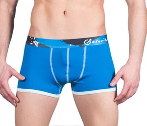 Geronimo Mens Underwear Cotton Boxer Hipster Blue Black 1664b1 - Picture 1 of 5