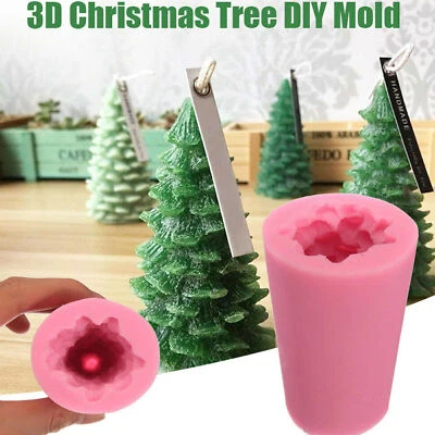 3D Christmas Tree Candle Mold Soap Mold Craft Mould Silicone Flexible DIY Tool - Image 1 of 4
