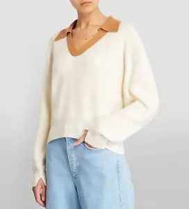 Maglione polo cashmere Rag & Bone Pierce in avorio taglia media M - Foto 1 di 4