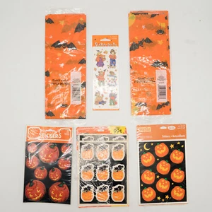 Lotto vintage adesivi HALLOWEEN e carta velina gatti neri zucche parte nuova parte aperta - Foto 1 di 20