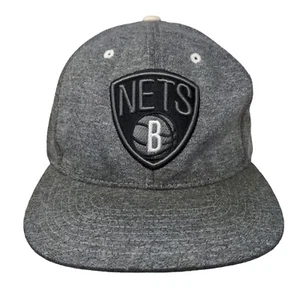 Brooklyn Nets Snapback Hat Gray Mitchell & Ness Embroidered Logo NBA - Picture 1 of 9
