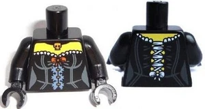 LEGO - Minifig, Torso Female Corset with Orange Bow & Gold Skull Pendant - Black - Picture 1 of 1