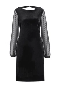 Sosandar Women Black Velvet Dress Long Sleeves Size 12 - Picture 1 of 12
