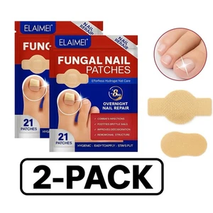 2 Pack ELAIMEI Fungal Nail Patches | 42 Hydrogel Antifungal Toe Nail Repair Pads - Picture 1 of 9