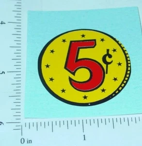 Pegatina de máquina expendedora genérica de monedas amarillas 5c V-67 - Imagen 1 de 1