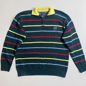 Paul and Shark Pullover Herren 2XL Vintage grün gestreift Yachting 1/4 Zip Pulli - Bild 1 von 7