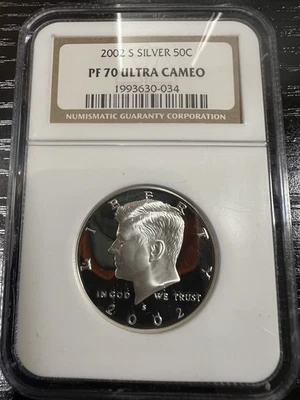 2002 S SILVER PROOF KENNEDY HALF DOLLAR NGC PR 70 ULTRA CAMEO. TOP GRADE BEAUTY. - Image 1 of 2