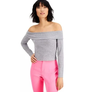 Top Bar III Fuera del Hombro Acanalado Gris Manga Larga Mujer Talla XS - Imagen 1 de 7