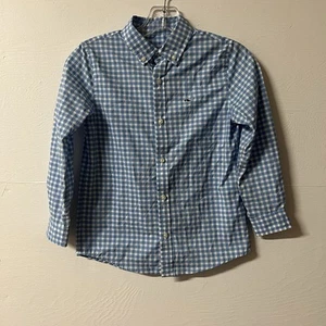 Vineyard Vines Performance Button Down Shirt Blue Gingham Size 7 Boy's Preppy - Picture 1 of 4