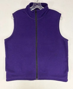 Vintage LL Bean Outdoors Fleece Vest Women’s M Purple USA Made Full Zip Purple - Picture 1 of 10