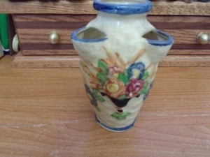 Planter vase, Ceramic Flower  Asian K Japan Kyoto 3 side open Basket Weave VTG - Picture 1 of 7