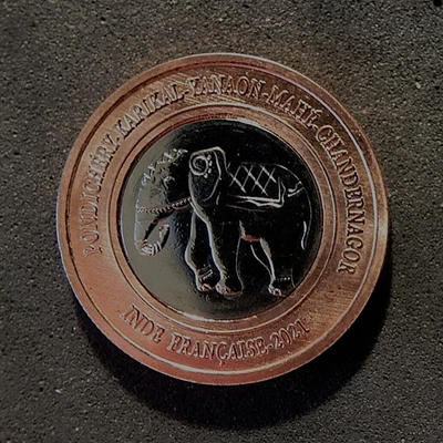 INDIA FRANCESA-2021-1 RUPIA, DISEÑO ELEFANTE BIMETÁLICO-EDICIÓN FANTASÍA N#314899-GHM Foto 1 de 3