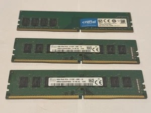 3 8GB DDR4 Ram Sticks (1x Crucial 2400-UDIMM, 2x SK Hynix 2133) 24GB Total-Works - Picture 1 of 3