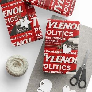 Festive Tylenol Politics Wrapping Paper for Every Occasion | Holiday Gift Wrap - Picture 1 of 13