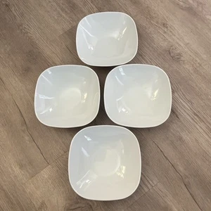IKEA 4 x White Round Edge Square Bowls - 20726 - 19.5cm -Pasta/ Breakfast/ Salad - Picture 1 of 8