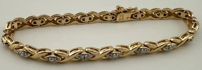 BRAZALETE CRUZADO 7 1/2” ROSS SIMONS CHAPADO EN ORO 925 DIAMANTE ACENTO K562A Foto 1 de 4