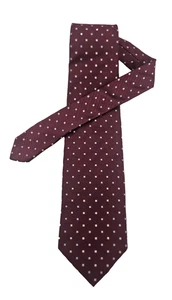 Vtg Brooks Brothers Makers 100% Silk Tie Men Maroon Blue White Dot Print USA - Picture 1 of 7