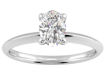0.70 Ct Oval Cut Lab Grown Diamond Solitaire Engagement Ring In 14k White Gold - Image 1 of 4