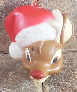 1992 vintage plastic Rudolph head ornament  - Picture 1 of 10