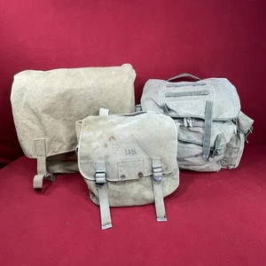 Menge 3 Vintage Militär Canvas Rucksäcke US Army Small Medium & Large - Bild 1 von 24