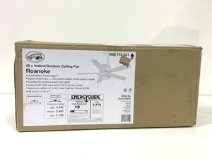 Hampton Bay Roanoke 48 in. LED Indoor/Outdoor Matte White Ceiling Fan New - Picture 1 of 3