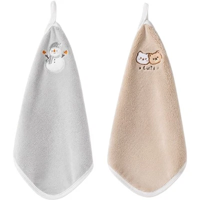 Toalla de mano pequeña para niños pequeña toalla de mano suave absorbente de sudor colgante 2 piezas Foto 1 de 4