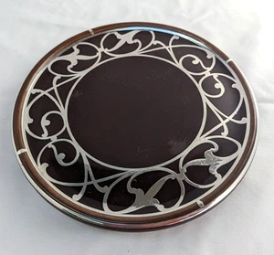Antique Silver Overlay Plate – 1920 Montreal Canada Glass by China Decorators - Picture 1 of 5
