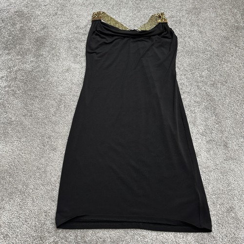 Abito midi Michael Kors impreziosito a matita donna XXS nero oro senza maniche festa