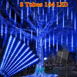 Luces solares de lluvia de meteoritos Cadena de luces navideñas Decor exteriores - Picture 1 of 13