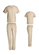Unisex STRETCH  Scrub Sets Solid V-Neck Top Cargo Pant Men Women Nursing Uniform