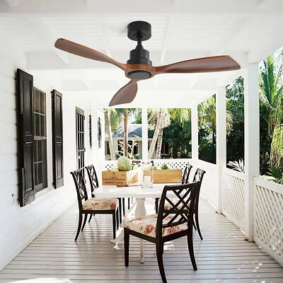 48 Inch Ceiling Fan 3 Wood Blades 6-speed Reversible DC Motor in/OutdoorNo Light - Image 1 of 4