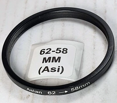 62-58mm Step-Down Stepping Lens Filter Hood Adapter Ring 62mm-58mm 62mm-58 62-58 - Image 1 of 4