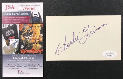 Charlie Grimm Signed Index Card JSA Cert w/COA 3x5 MLB Chicago Cubs #15 (d.'83)! - Image 1 of 4