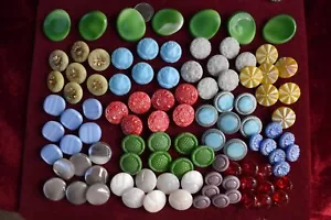 91 pcs LOT OLD CZECH RARE VINTAGE GLASS BUTTONS 1930´s ART-DECO - Picture 1 of 2