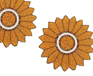 Set Of 6 Placemats Sunflower Beaded Tablemats Designer Charger Plates 13X13 Inch - Picture 1 of 6