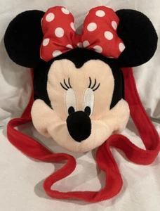 Disney Minnie Mouse Girls Plush Purse Bag Red Bow White Polka Dots EUC Zipper - Picture 1 of 7