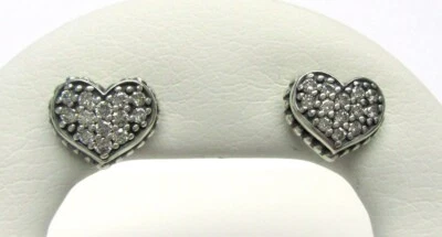 Lagos Caviar Diamond 0.208ct Sterling Silver Heart Stud Earrings 14k Gold Posts - Image 1 of 4