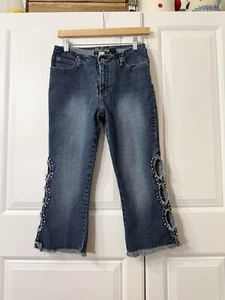 Vintage 90s Y2K R4R Jean Capris Cutout Size 5 Juniors 28 in - Picture 1 of 6