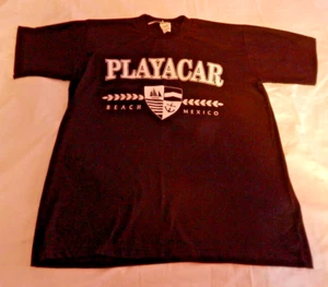 Camiseta Playa México Adulto Grande Negra con Gráficos Blancos Algodón Nueva con Etiquetas - Imagen 1 de 5